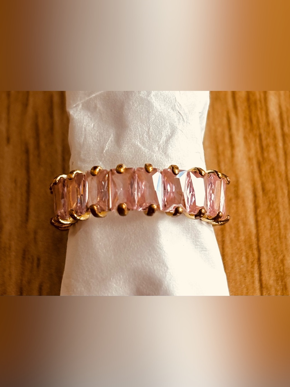 Channel Set Morganite Gemstone Set in Gold Eternity Band